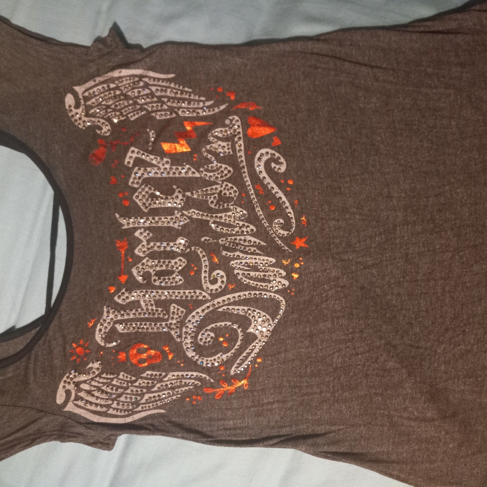 Ed Hardy Brown Graphic Tank Top